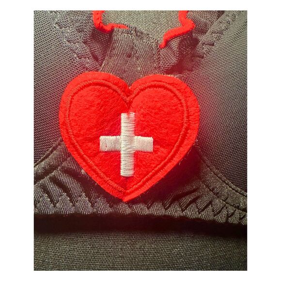 Black & Red Sexy Emo Alternative Punk Gothic Nurse Costume Lingerie Bra Top XL - Picture 4 of 5